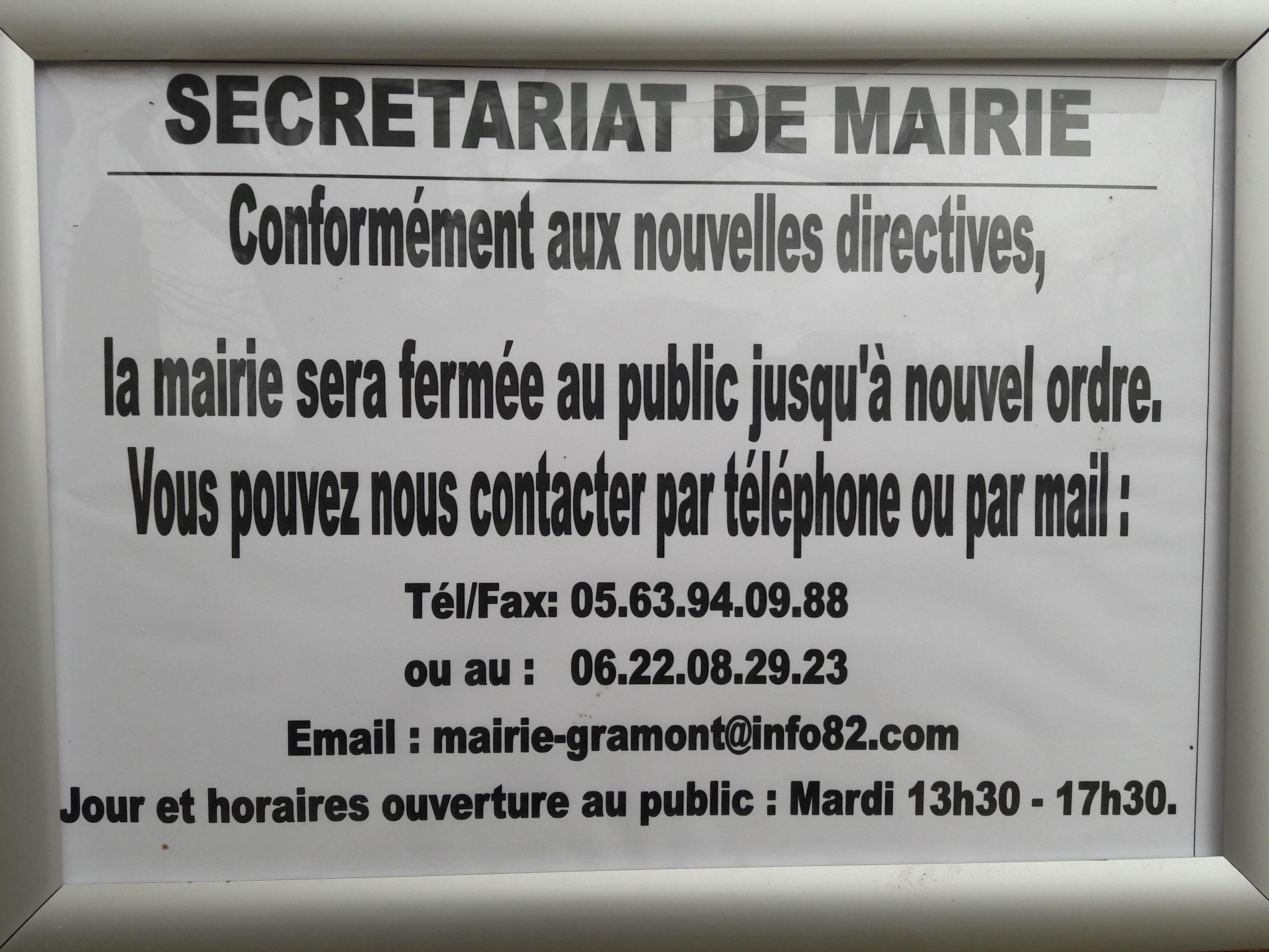 Fermeture Mairie Gramont Covid-19