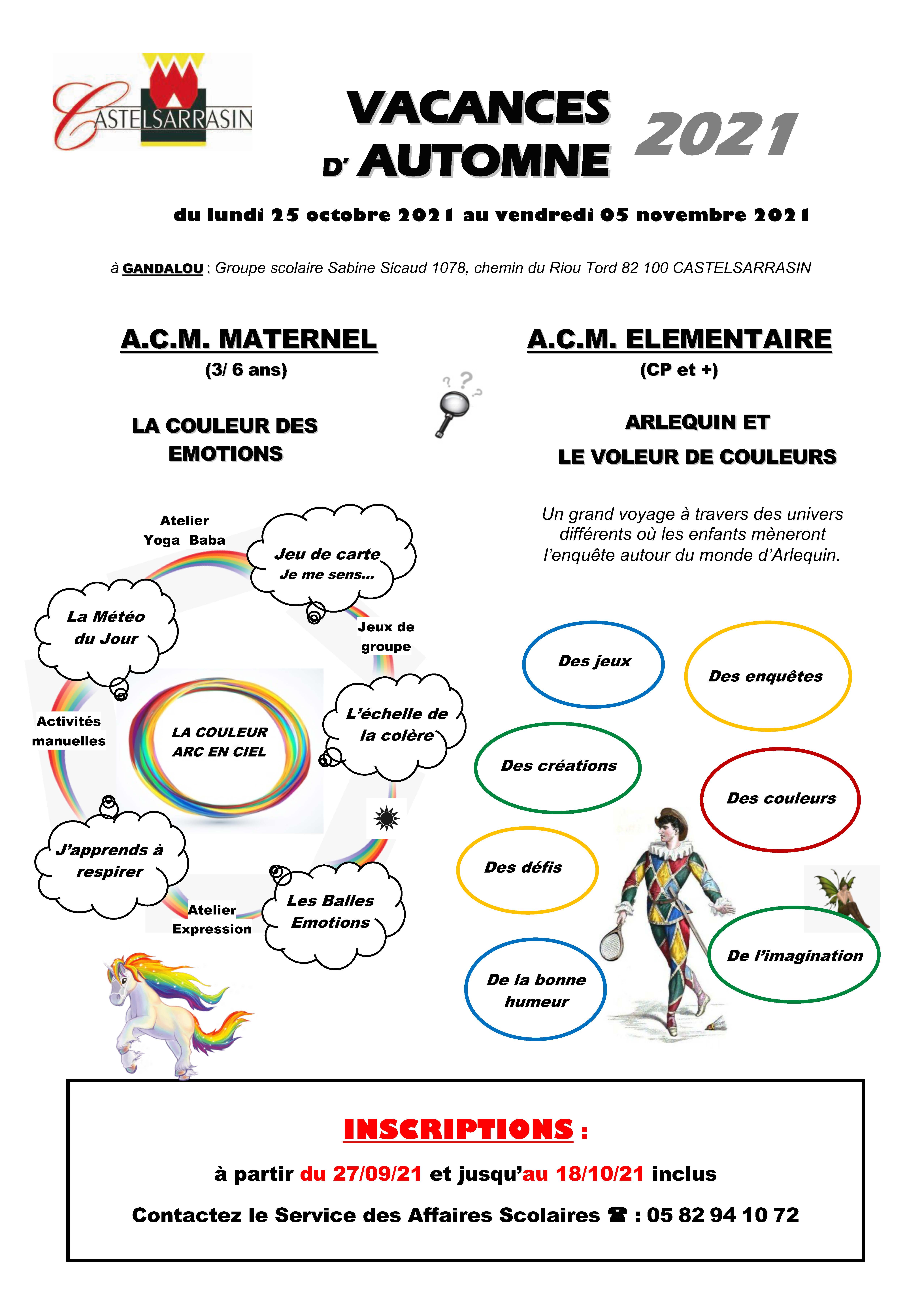 Programme des vacances d'automne à l'accueil de loisirs